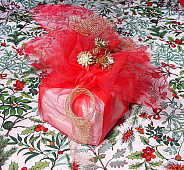 a gift packed up with tulle