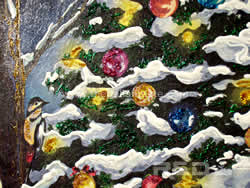 particolare dell'albero di Natale sul quadro per porta