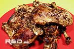 orange and chocolate guinea fowl