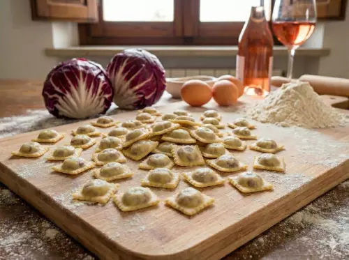 Ravioli ripieni di radicchio e salsiccia