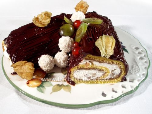 French Christmas log cake