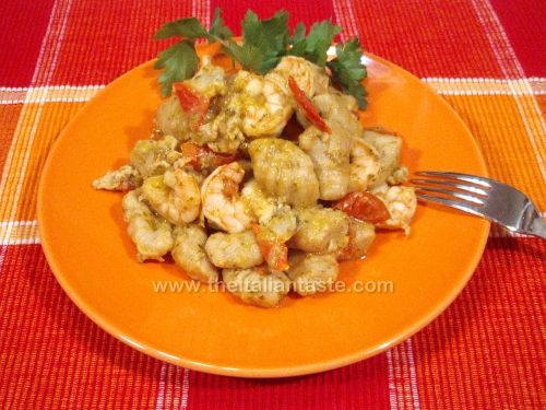 Emmer gnocchi with seafood sauce
