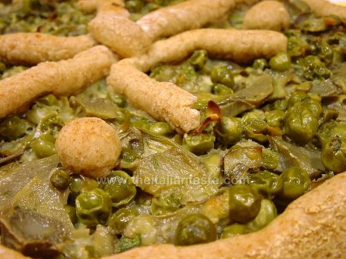 Torta salata carciofi,asparagi e piselli