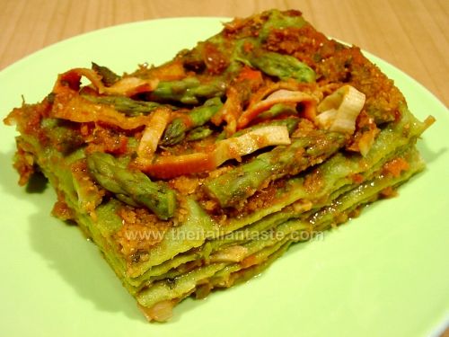Salmon and asparagus baked lasagna