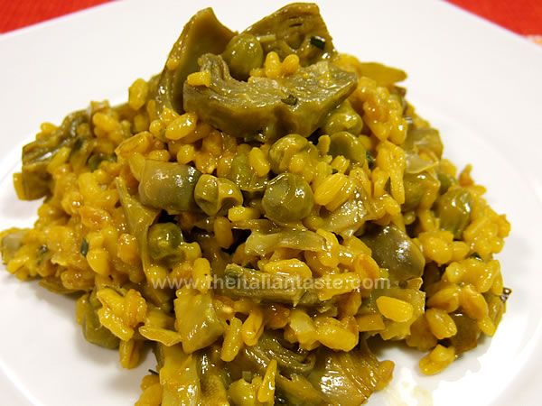 Risotto with artichokes and peas
