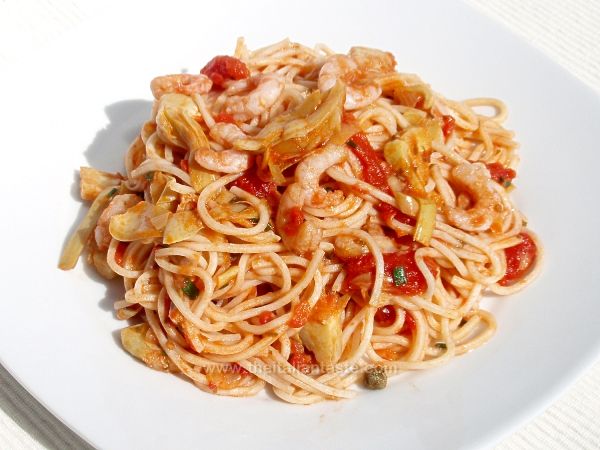 Taglierini carciofi e gamberetti