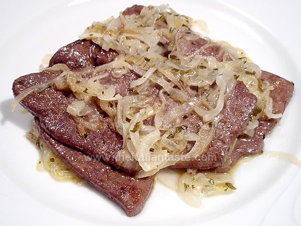 Venetian-style calf's liver with  onion recipe