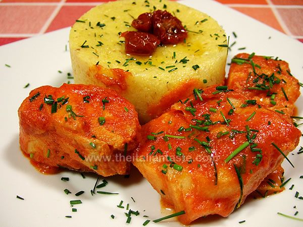 Polenta and stewed salt cod