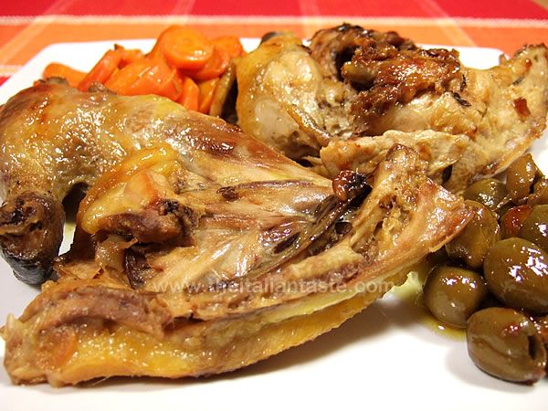 Guinea fowl with olives