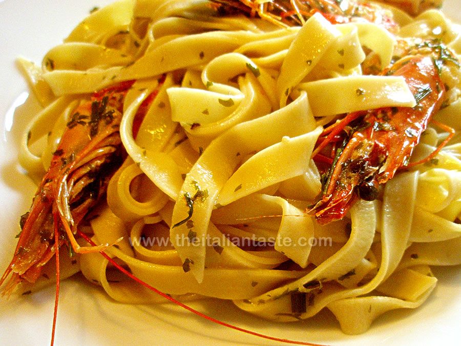 Tagliatelle con gamberoni