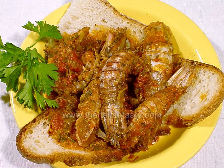 Mantis shrimp (Squilla mantis) stew