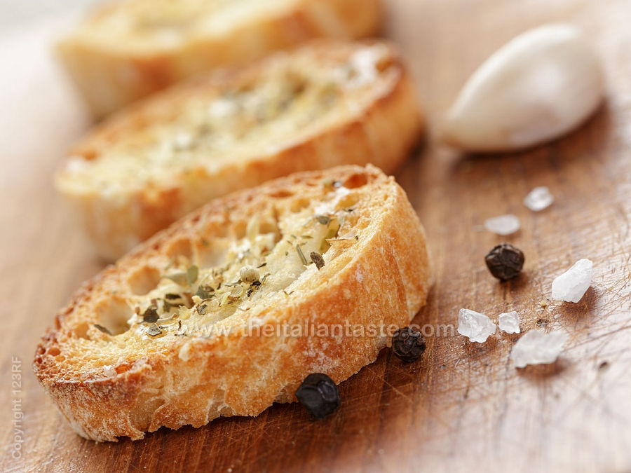Bruschetta with garlic and oil
