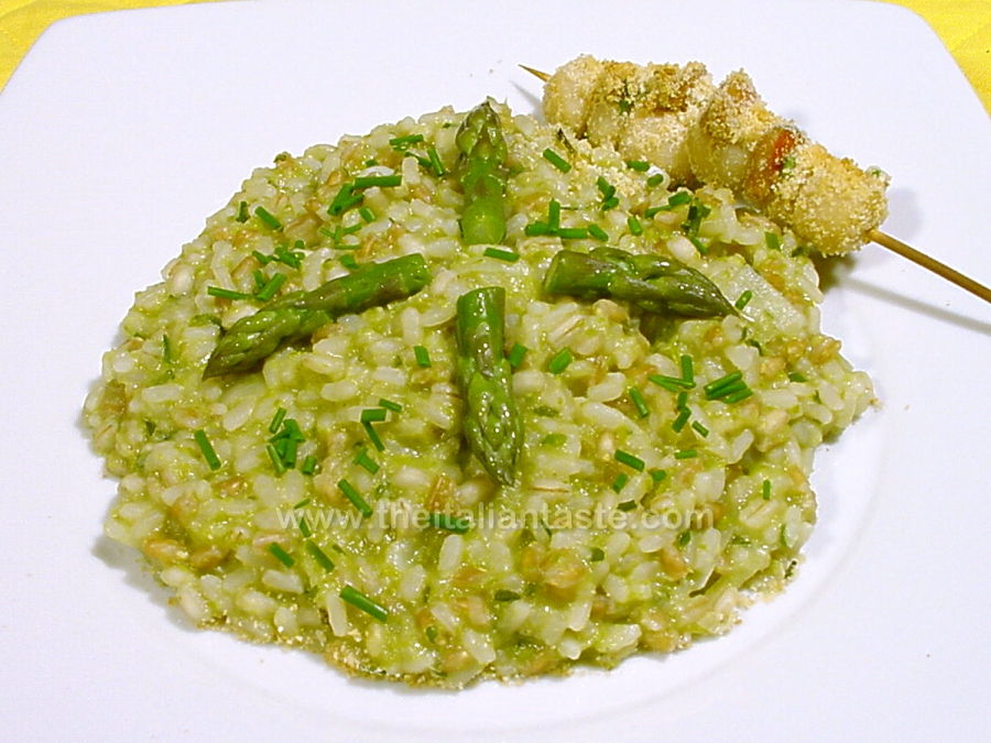 Asparagus and scallop risotto