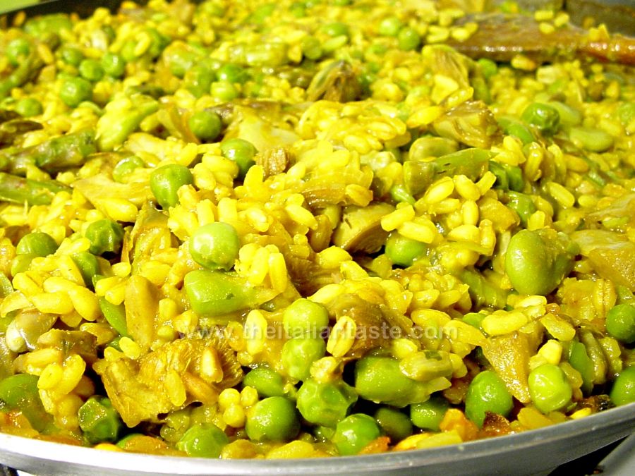 Spring vegetable paella